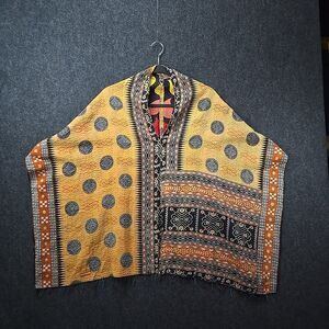 Mieko Mintz Reversible Kantha Top Shirt Blouse Crop Poncho Cotton NWT